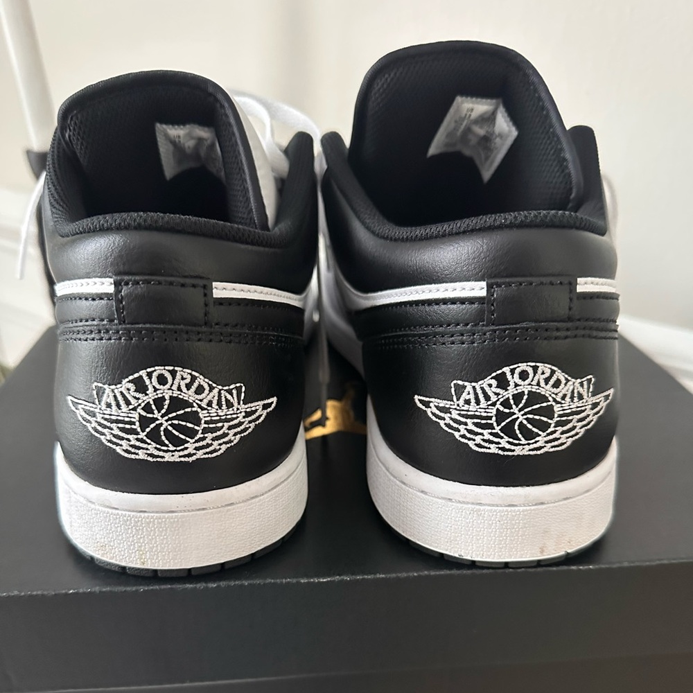 Jordan Men's White and Black Sneakers - Air Jordan 1 Low - Picture 3 of 6